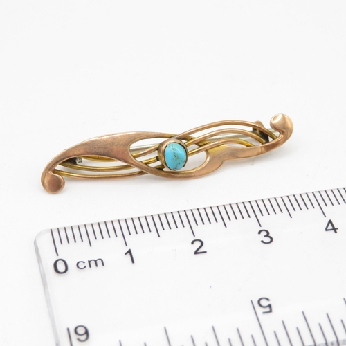 60 - 9ct gold and turquoise brooch (1.9g)