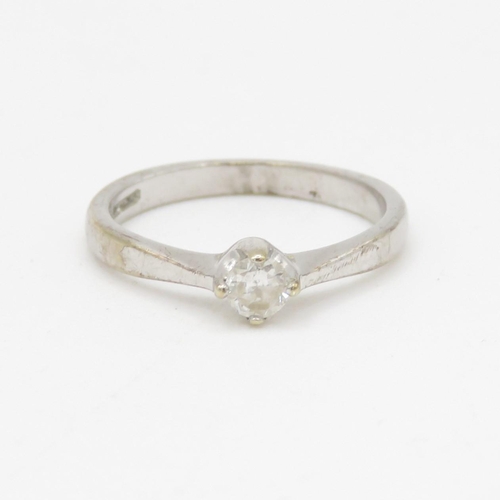 79 - 9ct gold diamond solitaire ring (1.8g) Size I