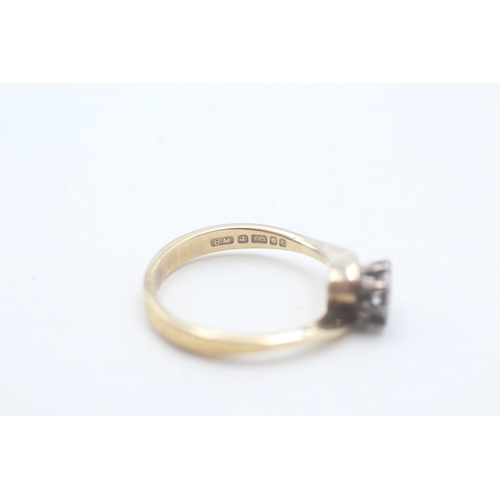 102 - 9ct gold laser drilled diamond ring (2.1g) Size J 1/2