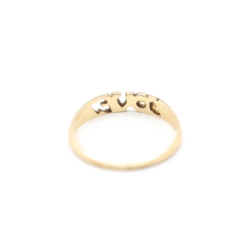 120 - 9ct gold love ring (1.2g) Size M