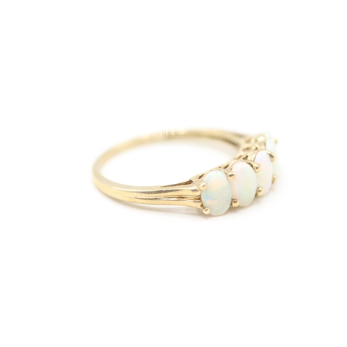 122 - 9ct gold opal five stone ring (2.2g) Size S 1/2