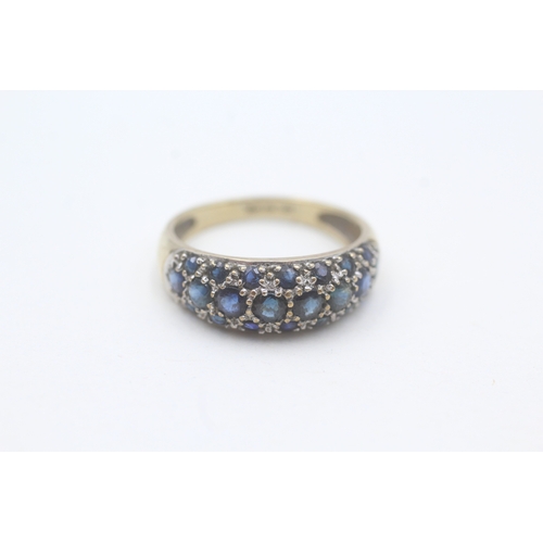 135 - 9ct gold parve set sapphire dress ring (2.9g) Size P