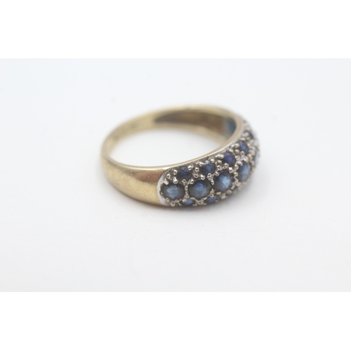 135 - 9ct gold parve set sapphire dress ring (2.9g) Size P