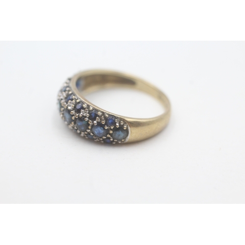 135 - 9ct gold parve set sapphire dress ring (2.9g) Size P