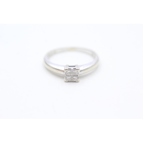 158 - 18ct white gold diamond single stone ring (2.1g) Size K