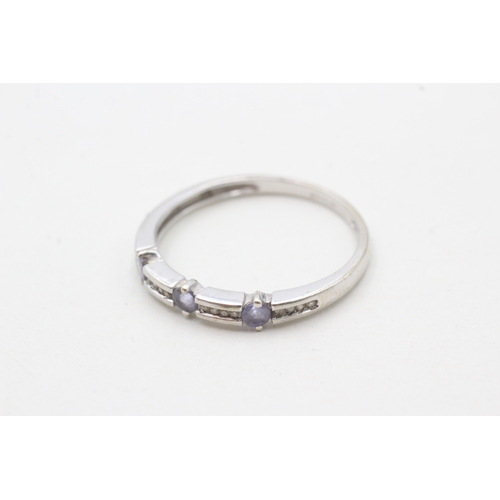 205 - 9ct white gold diamond & tanzanite dress ring (2.1g) Size V