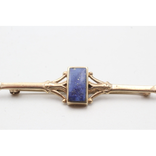 235 - 9ct gold lapis lazuli bar brooch (3.5g)