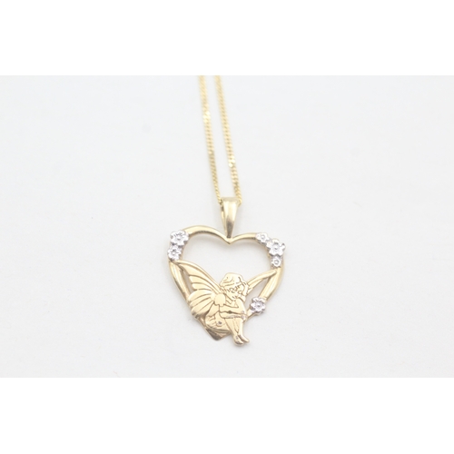 247 - 9ct gold fairy heart pendant on chain (2.6g)