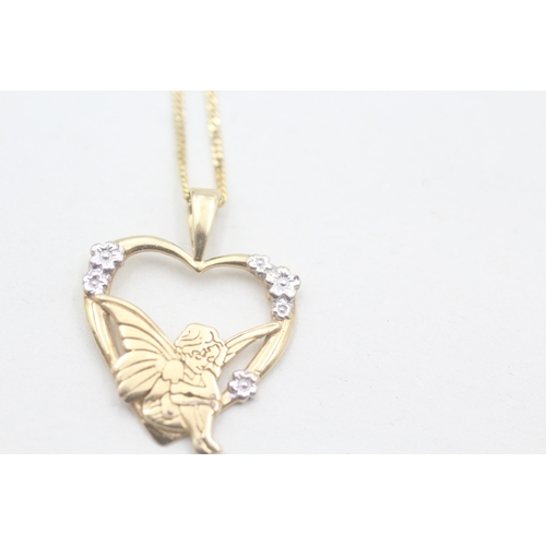 247 - 9ct gold fairy heart pendant on chain (2.6g)