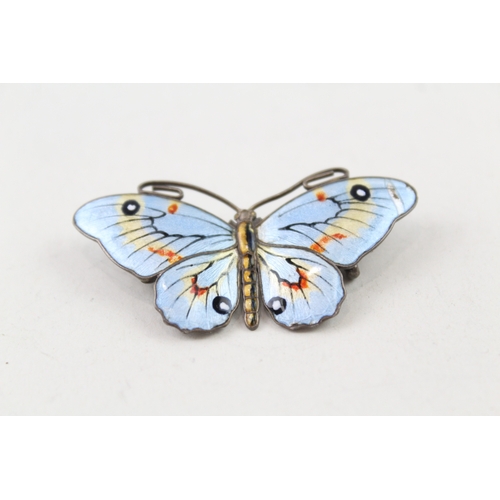 260 - Marius Hammer Silver Enamel Butterfly Brooch 9g