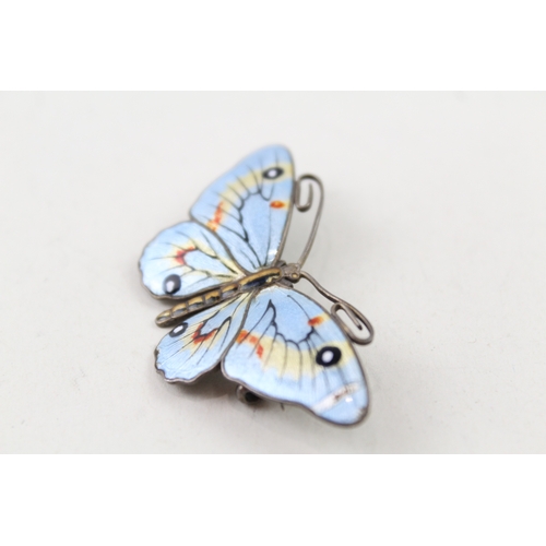 260 - Marius Hammer Silver Enamel Butterfly Brooch 9g