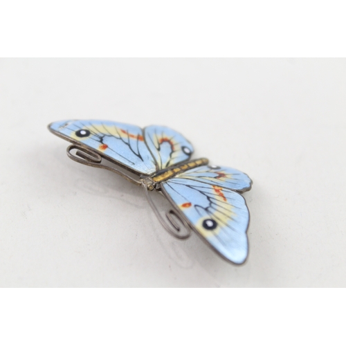 260 - Marius Hammer Silver Enamel Butterfly Brooch 9g