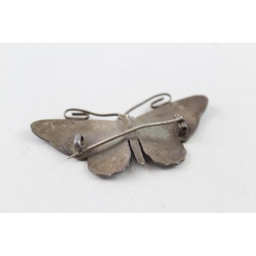 260 - Marius Hammer Silver Enamel Butterfly Brooch 9g