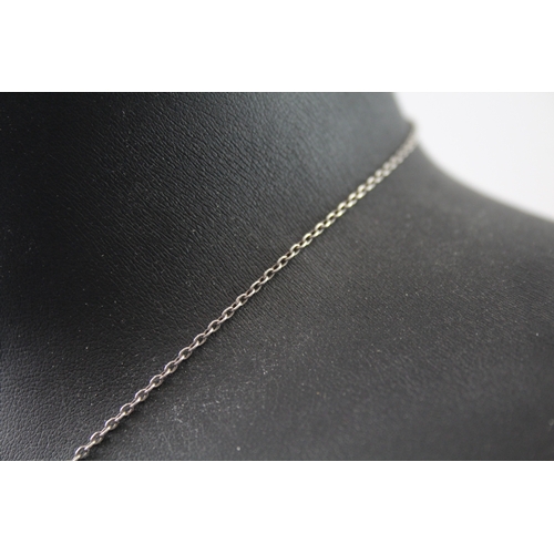 264 - Antique Sterling Silver Faceted Drop Necklace 10g