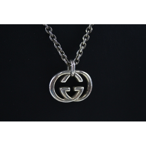 276 - Gucci Sterling Silver Logo Pendant Necklace 26g