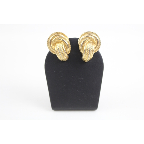 278 - Pair of Gold Tone Givenchy Knot Design Clip On Earrings 23g