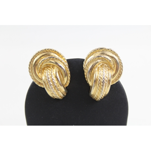 278 - Pair of Gold Tone Givenchy Knot Design Clip On Earrings 23g