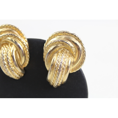 278 - Pair of Gold Tone Givenchy Knot Design Clip On Earrings 23g