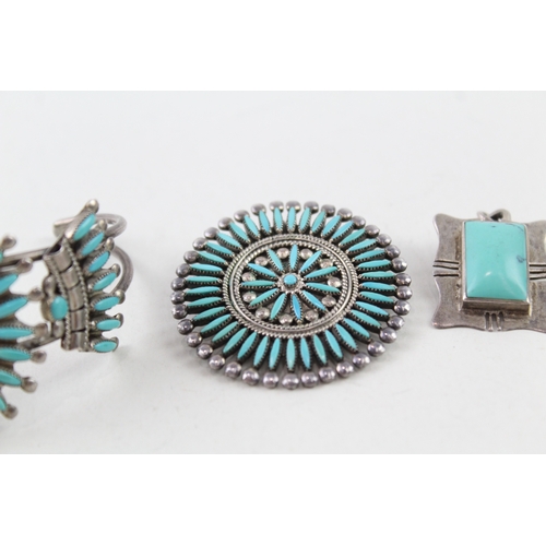 279 - Collection of Sterling Silver Native American Jewellery inc. Quoc x 4 44g