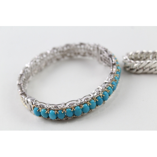 282 - Collection of Sterling Silver Bracelet & Bangle Inc. Turquoise x 2 75g