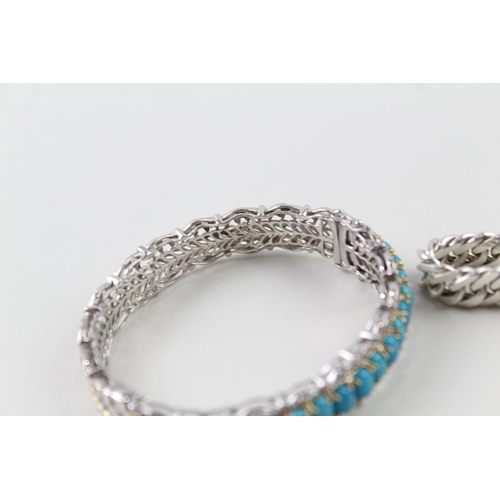 282 - Collection of Sterling Silver Bracelet & Bangle Inc. Turquoise x 2 75g