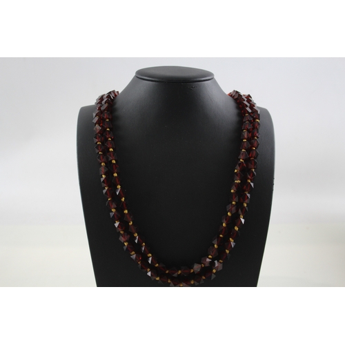 286 - Cherry Bakelite Individually Knotted Necklace 68g