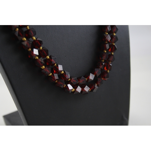 286 - Cherry Bakelite Individually Knotted Necklace 68g