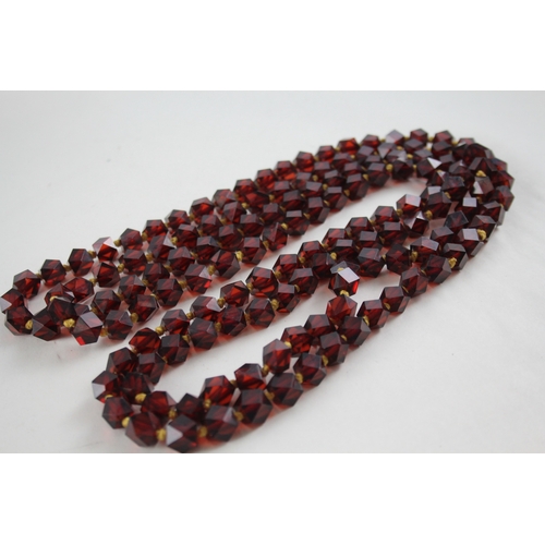 286 - Cherry Bakelite Individually Knotted Necklace 68g