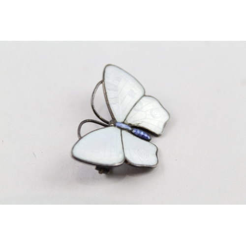 299 - Marius Hammer Sterling Silver White Enamel Butterfly Brooch 6g