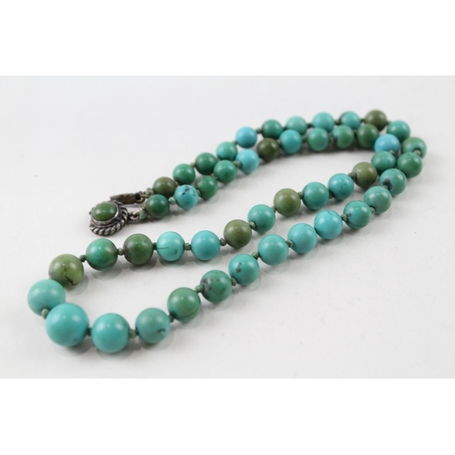 300 - Silver Clasped Turquoise Necklace 28g