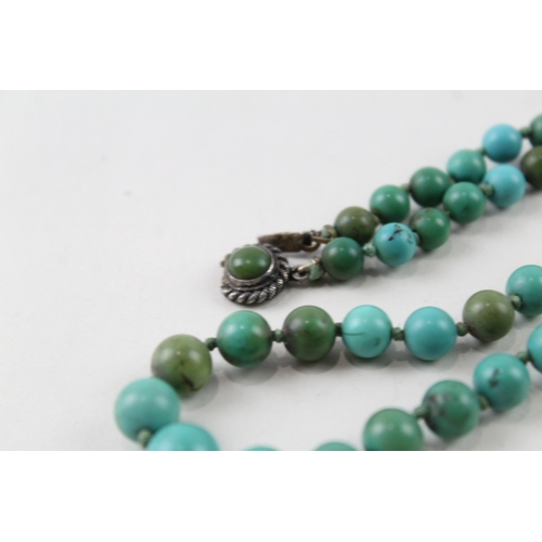 300 - Silver Clasped Turquoise Necklace 28g