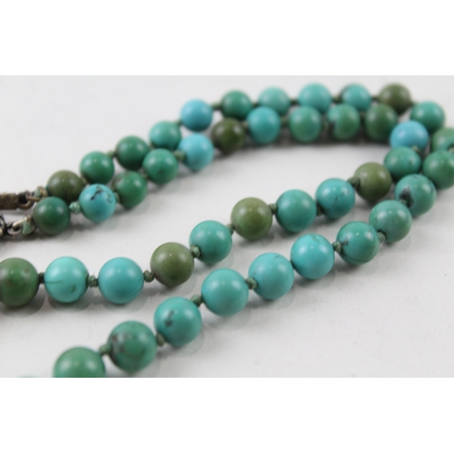 300 - Silver Clasped Turquoise Necklace 28g