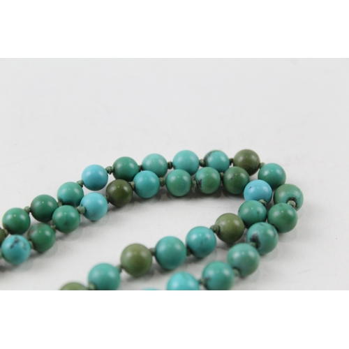 300 - Silver Clasped Turquoise Necklace 28g