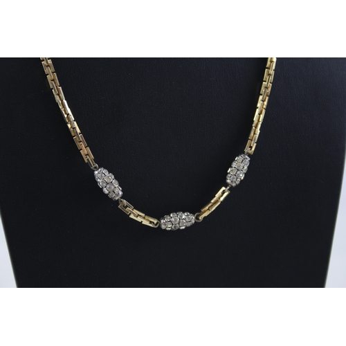 310 - Christian Dior Vintage Gold Tone & Rhinestone Long Length Necklace 47g