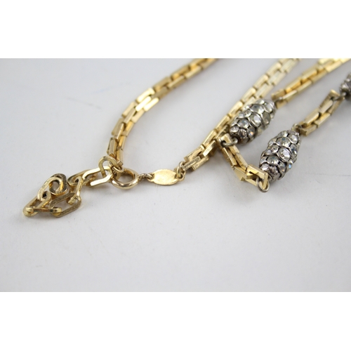 310 - Christian Dior Vintage Gold Tone & Rhinestone Long Length Necklace 47g