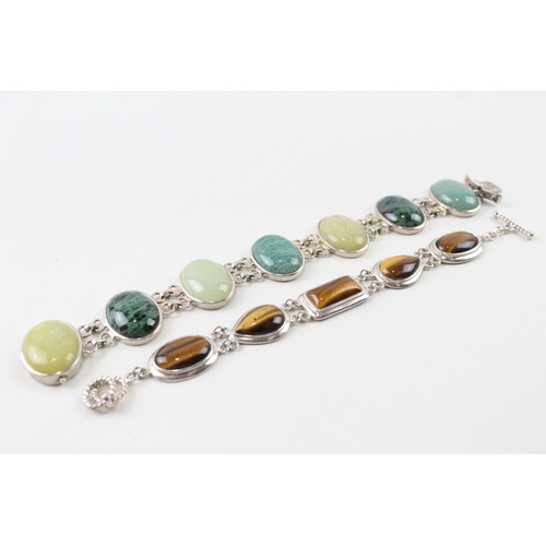 313 - Sterling Silver Gemstone Bracelets Inc. Whitney Kelly x 2 92g