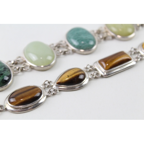 313 - Sterling Silver Gemstone Bracelets Inc. Whitney Kelly x 2 92g