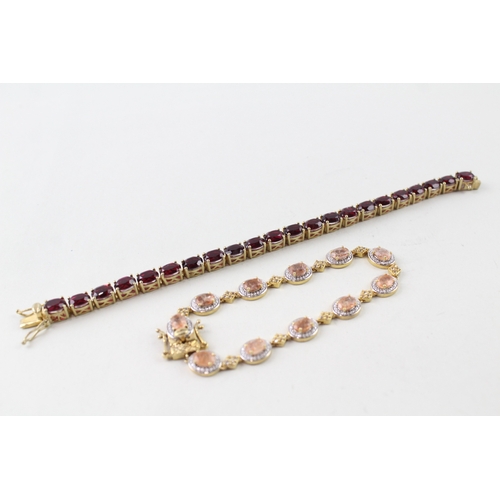 317 - Sterling Silver Gemstone Tennis Bracelets Inc. Garnet 36g