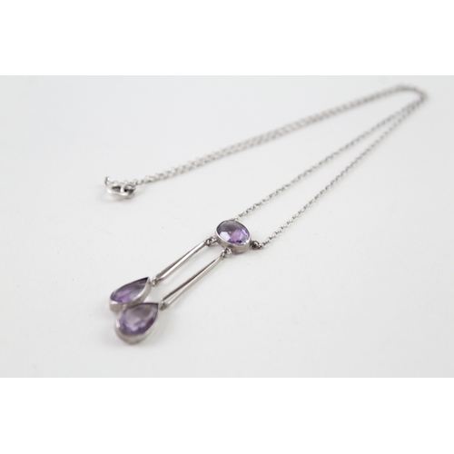 318 - Antique Silver Amethyst Negligee Necklace 3g