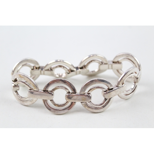 326 - Sterling Silver Circle Link Statement Bracelet 61g