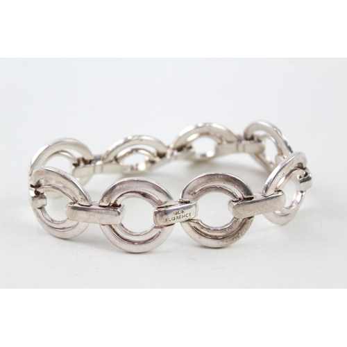 326 - Sterling Silver Circle Link Statement Bracelet 61g