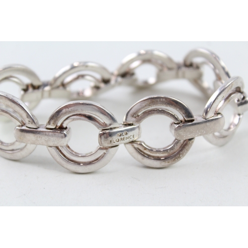 326 - Sterling Silver Circle Link Statement Bracelet 61g