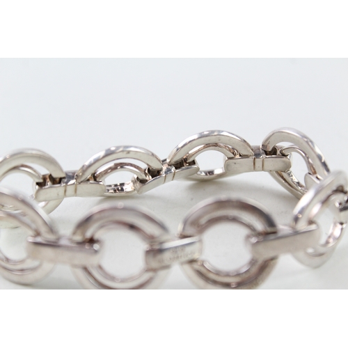 326 - Sterling Silver Circle Link Statement Bracelet 61g