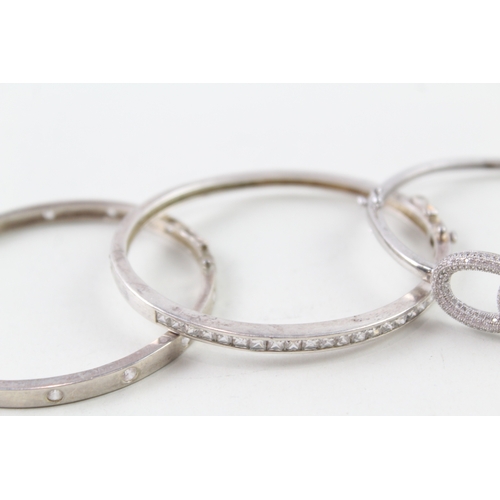 334 - Collection of Sterling Silver Cubic Zirconia Bangles inc. Channel Set x 3 41g