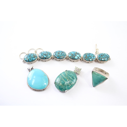 341 - Collection of Sterling Silver Gemstone Jewellery inc. Turquoise x 4 54g