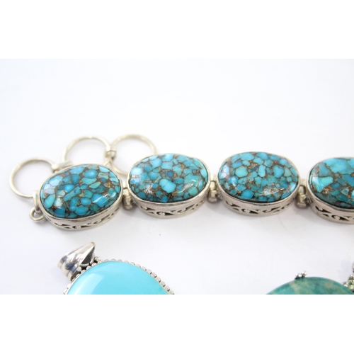 341 - Collection of Sterling Silver Gemstone Jewellery inc. Turquoise x 4 54g