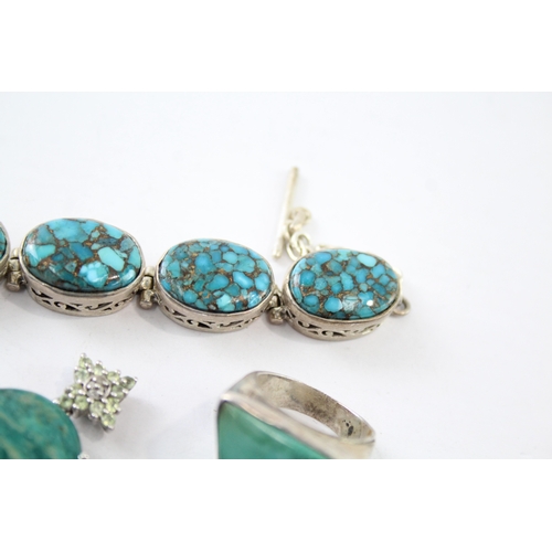 341 - Collection of Sterling Silver Gemstone Jewellery inc. Turquoise x 4 54g