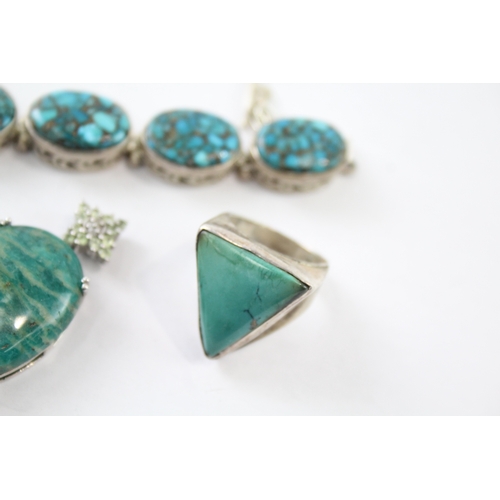 341 - Collection of Sterling Silver Gemstone Jewellery inc. Turquoise x 4 54g