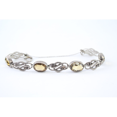 343 - Sterling Silver Celtic Panel Bracelet w/ Citrine 18g