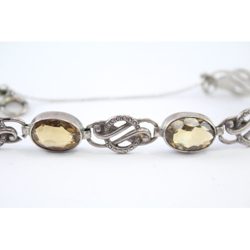 343 - Sterling Silver Celtic Panel Bracelet w/ Citrine 18g